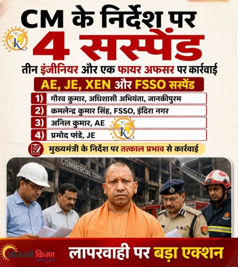लखनऊ अग्निकांड: सीएम योगी का बड़ा एक्शन, लापरवाही बरतने वाले 4 अधिकारी निलंबित
